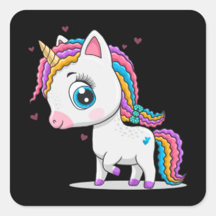 Cute little unicorn square sticker