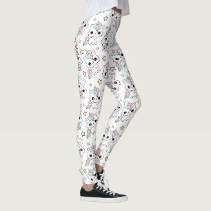cute little unicorn stars white background leggings
