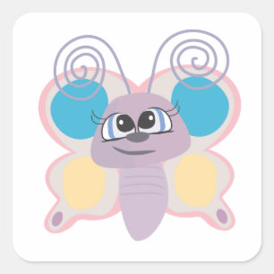 cute little vector butterfly cartoon square sticker