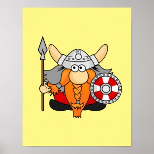 Cute Little Viking Hand Drawn Cartoon Character Poster