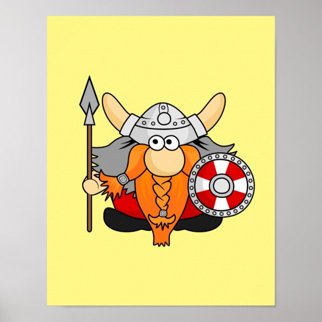 Cute Little Viking Hand Drawn Cartoon Character Poster (Front)