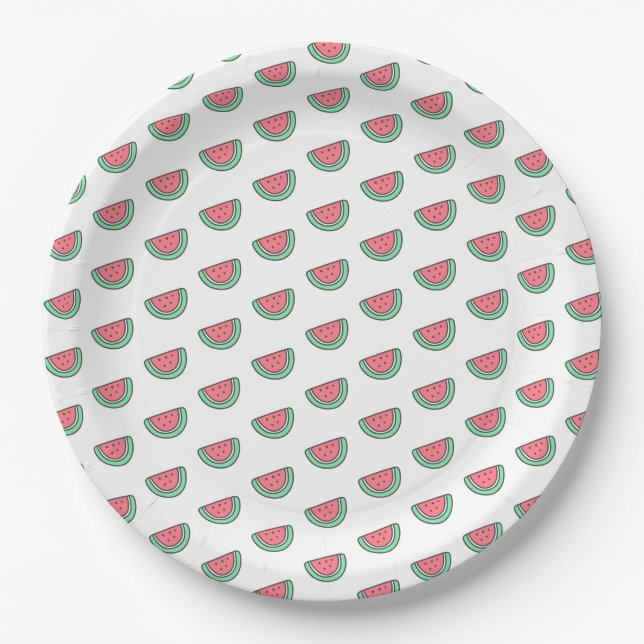 Cute Little Water Melon Pattern Kids Birthday Paper Plate (Front)