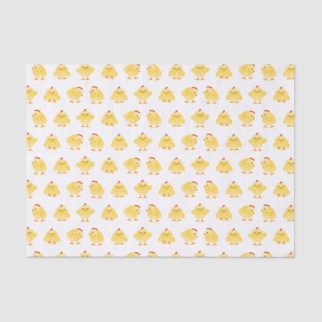Cute Little Watercolor Chickens Pattern Tissue Paper (Front)