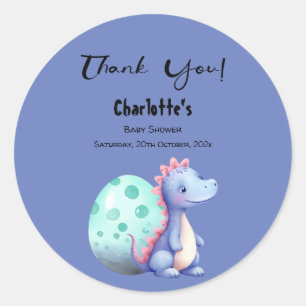 Cute Little Watercolor Dinosaur Baby Shower Classic Round Sticker