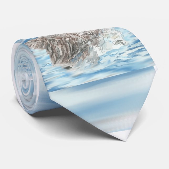 Cute Little Watercolor Otter Napping Blue Water Tie (Rolled)