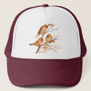 Cute Little Watercolor Sparrow Garden Birds Trucker Hat