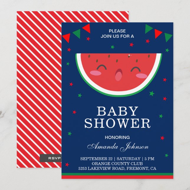 Cute Little Watermelon Baby Shower Invitation (Front/Back)