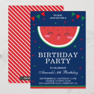 Cute Little Watermelon Birthday Party Invitation