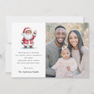 Cute little waving Santa Merry Christmas photo Holiday Card