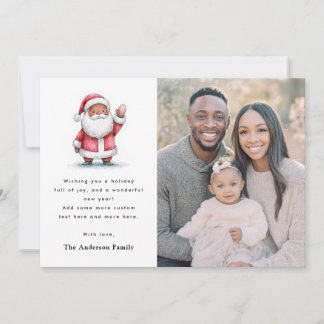 Cute little waving Santa Merry Christmas photo Holiday Card