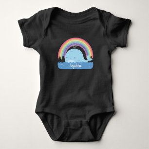 Cute Little Whale and Rainbow Personalised Baby Bodysuit