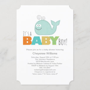 Cute Little Whale Baby Shower Invitation / Boy