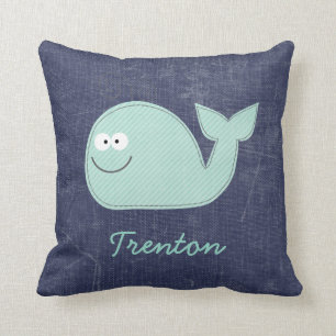 Cute Little Whale Personalised Baby Name Pillow