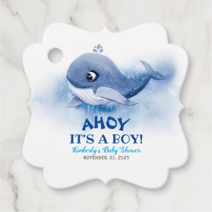Cute Little Whale Underwater Theme Baby Shower Favour Tags