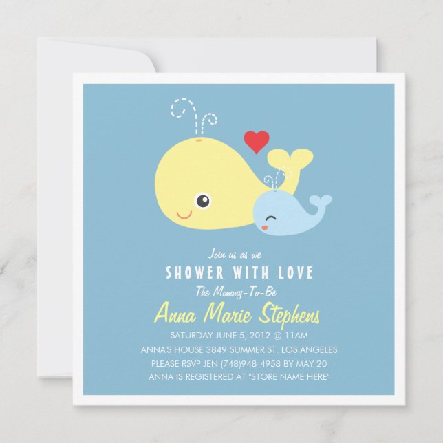 Cute Little Whales Baby Shower Invitation (Front)