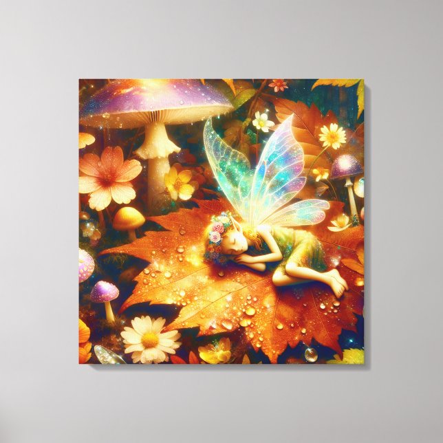 Cute Little Whimsical Fairy Sleeping Canvas Print (Front)