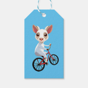 Cute little white goat on a bicycle gift tags