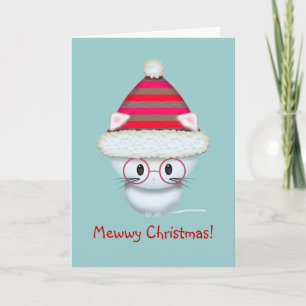 Cute Little White Kitten Christmas Card