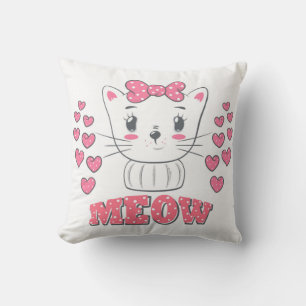 Cute Little White Kitty Cushion