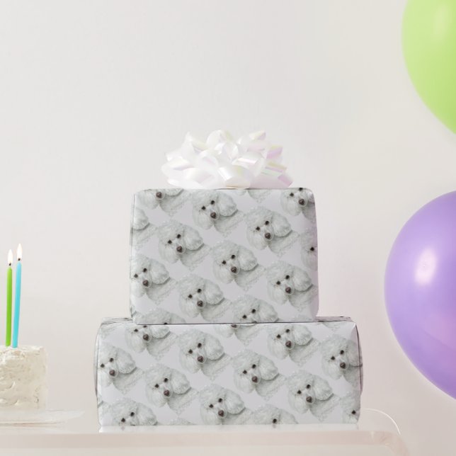 Cute Little White Poodle Pet Animal Wrapping Paper (Party Gifts)