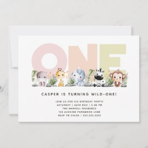 Cute Little Wild One Safari 1st Birthday Invitation