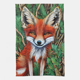 Cute Little wilderness Fox Tea Towel