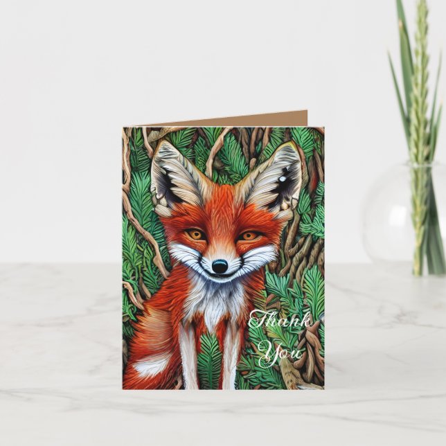 Cute Little wilderness Fox Thank You Card (Front)