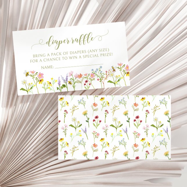 Cute little wildflower baby shower diaper raffle enclosure card (Creator Uploaded)