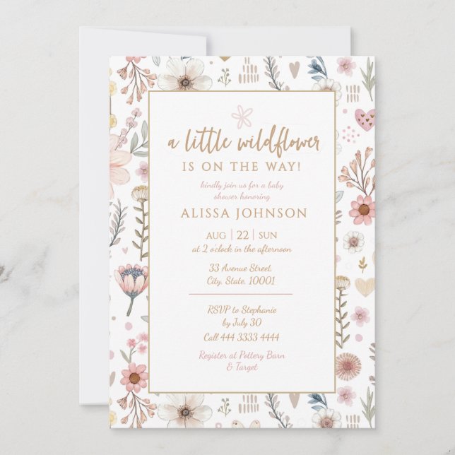 Cute Little Wildflower Baby Shower Invitation (Front)
