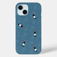 Cute Little Wino Wine Bottle Pattern on Blue