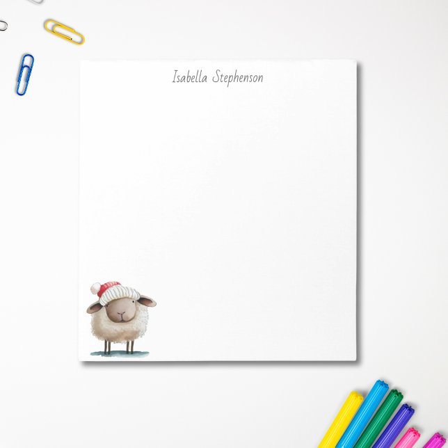 Cute Little Winter Sheep Personalised Name Notepad (Creator Uploaded)
