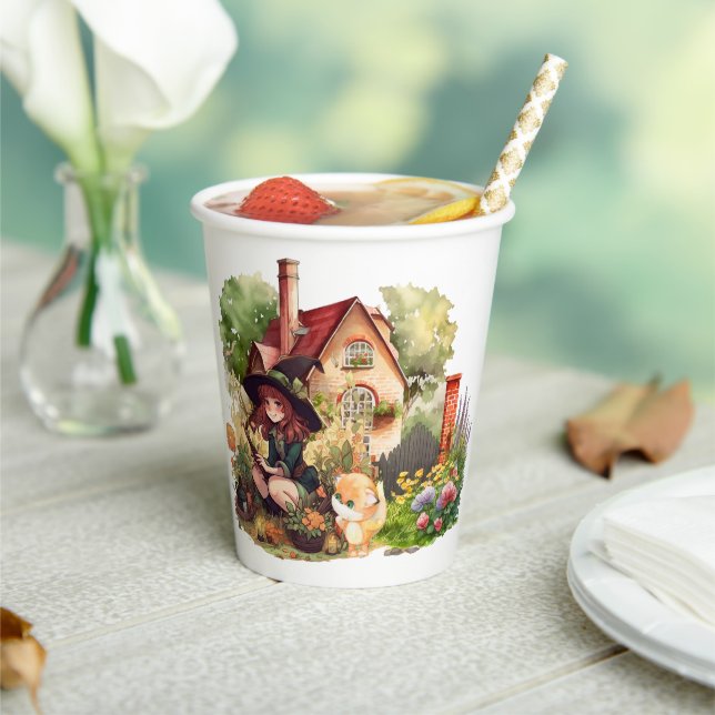 Cute Little Witch And Fox Paper cup (Insitu)