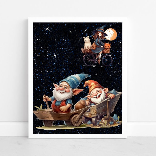 Cute Little Witch And Happy Gnome Poster (Creator Uploaded)