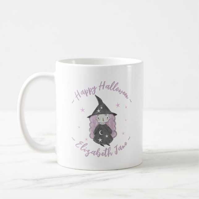 Cute Little Witch Children's Halloween Birthday Coffee Mug (Left)