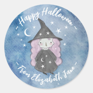 Cute Little Witch Children's Halloween Party Classic Round Sticker
