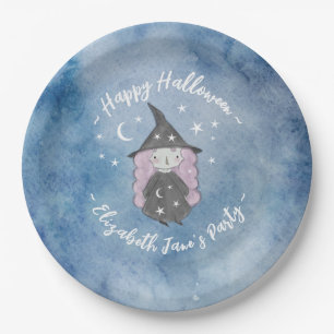 Cute Little Witch Children's Halloween Party Paper Plate