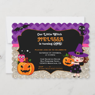 Cute Little Witch First Birthday invitation