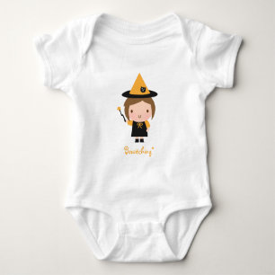 Cute Little Witch Girl, Bewitching Halloween Baby Bodysuit