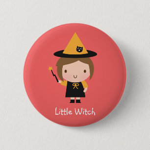 Cute Little Witch Girl Non Spooky Halloween Name 6 Cm Round Badge