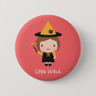 Cute Little Witch Girl Non Spooky Halloween Name 6 Cm Round Badge