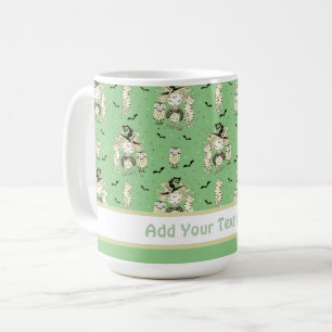 Cute Little Witch Girls With Bats Cats and Owls Coffee Mug