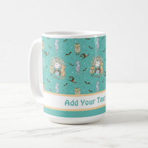 Cute Little Witch Girls With Bats Cats and Owls Coffee Mug