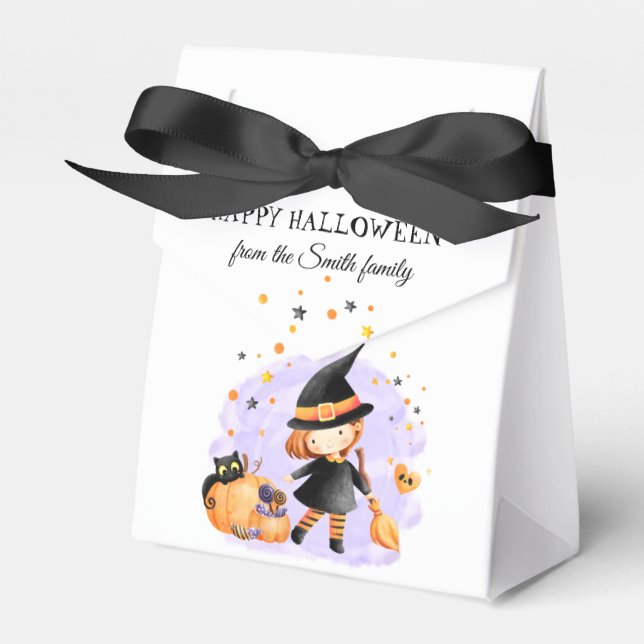 Cute Little Witch Halloween Favour Box (Front Side)