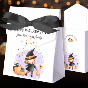 Cute Little Witch Halloween Favour Box Purple