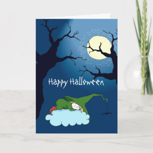 Cute Little Witch Halloween Greeting Card