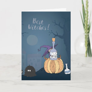 Cute Little Witch Halloween Greeting Card