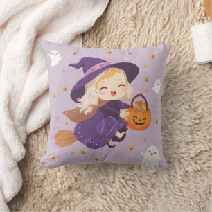 Cute Little Witch Halloween Pillow