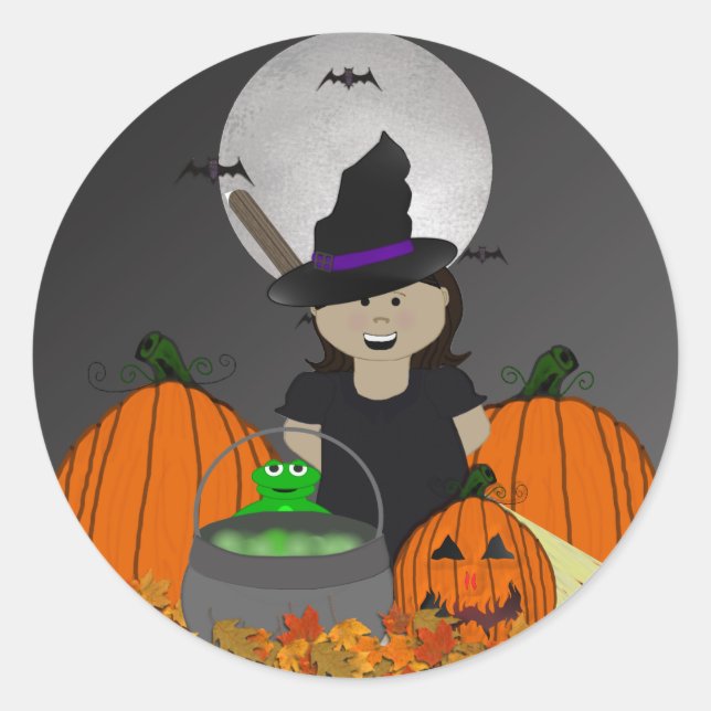 Cute little Witch Halloween Stickers (Front)