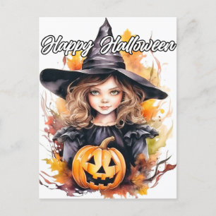 Cute Little Witch   Happy Halloween Postcard