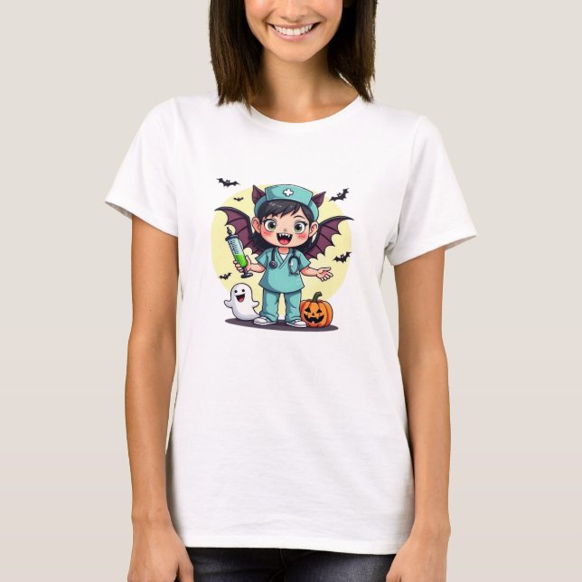 Cute little witch nurse Halloween Premium T-Shirt (Front)